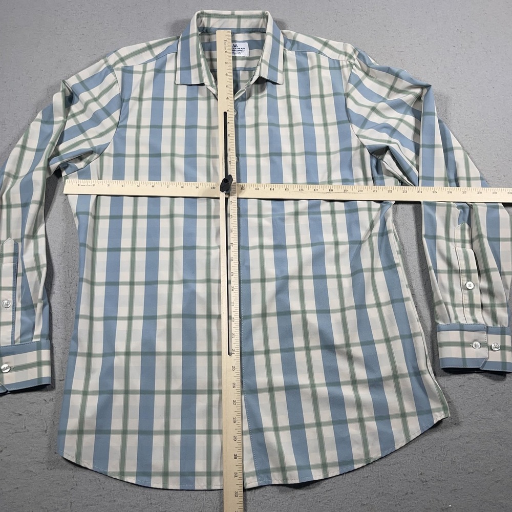 Mizzen Main Shirt Mens XL Trim Fit Performance Stretch Plaid Button Down - Picture 4 of 9